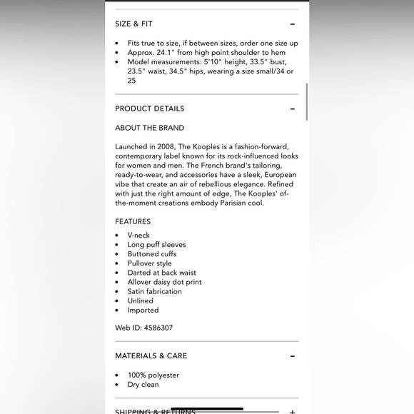 NWT - The Kooples Daisy Dots Printed Top - Picture 11 of 11